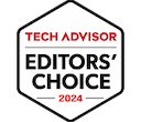 Ein sechseckiges Abzeichen mit der Aufschrift „Tech Advisor Editors Choice 2024“