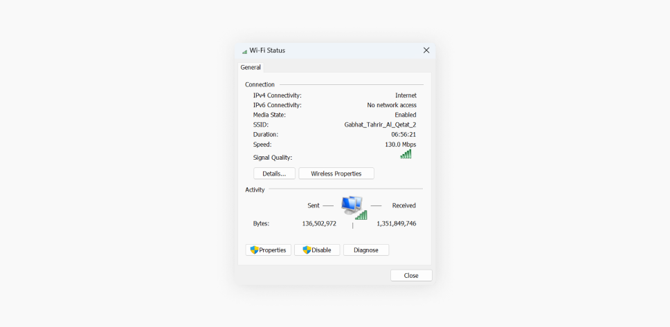 A screenshot showing the WiFi Status window with the Details button visible and ready to be clicked.