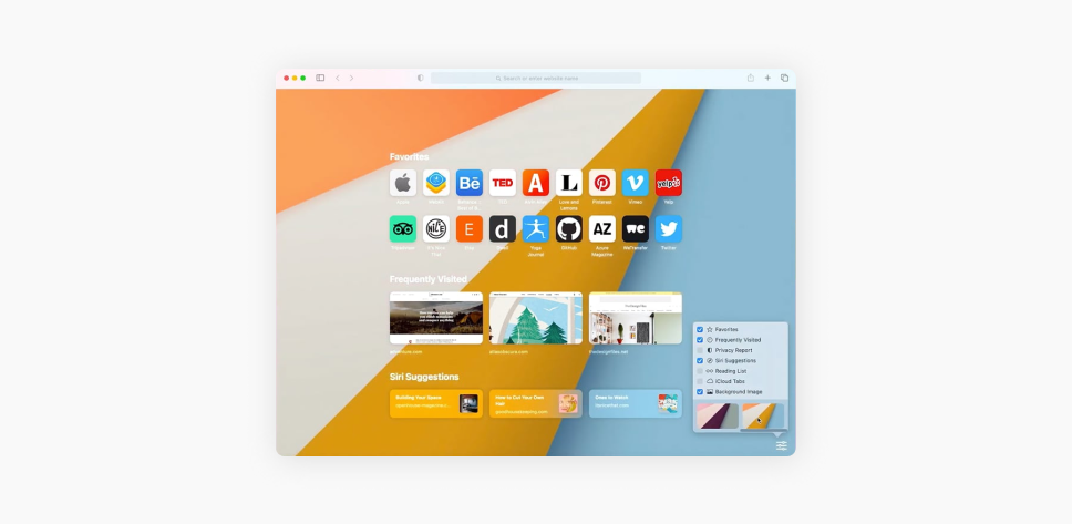 A new tab on the Safari browser.