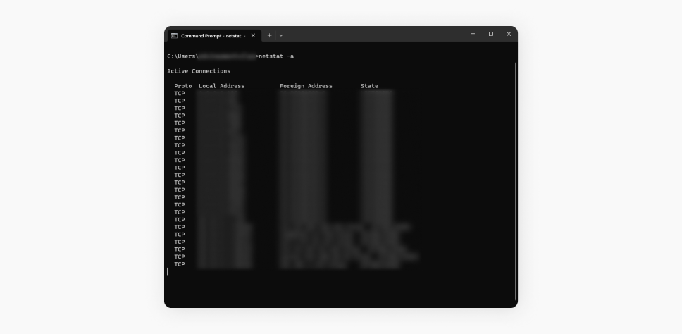 Command Prompt window showing port numbers